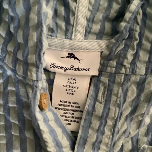 Tommy Bahama Kids Seersucker Hooded Shirt – Size 4T, Blue Striped - Picture 5 of 6